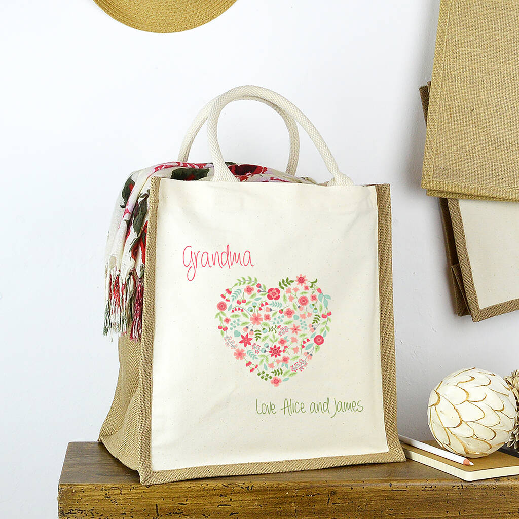 Personalised Grandma Heart Shopping Bag By Andrea Fays ...