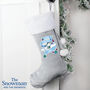 Personalised The Snowman Luxury Silver Grey Stocking, thumbnail 3 of 3