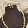 Golden Oval Shape Classic Diana Wedding Pearl Necklace And Earring Set, thumbnail 1 of 2