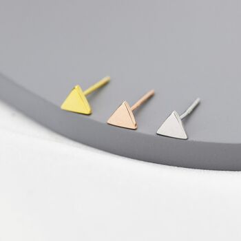 Sterling Silver Extra Tiny Triangle Stud Earrings, 3 of 12