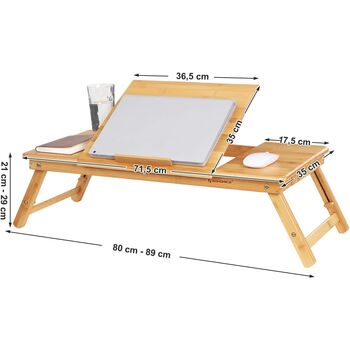 Adjustable Bamboo Laptop Desk With Tilting Surface, 2 of 5