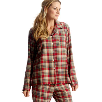 Women's Brushed Cotton Red Check Pyjamas, 3 of 6