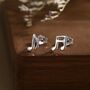 Mismatched Music Notes Stud Earrings In Sterling Silver, thumbnail 1 of 12
