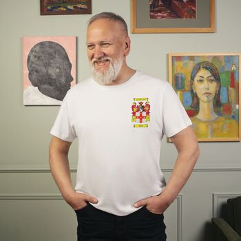 Personalised T Shirt With Small Coat Of Arms, 12 of 12