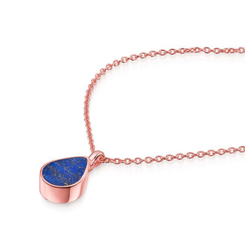 Teardrop Lapis Urn 18 K Rose Gold Plated Silver, 4 of 6