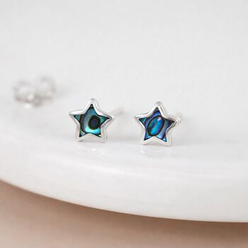 Sterling Silver Paua Shell Micro Star Stud Earrings – 4mm, 2 of 6