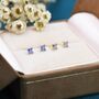 Sterling Silver Amethyst Purple Cz Flower Stud Earrings, thumbnail 4 of 12