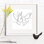 Personalised Wedding Two Doves Line Drawing, thumbnail 6 of 10
