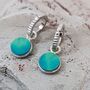 Circle Turquoise December Birthstone Earrings, Silver, thumbnail 4 of 5