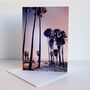 California Palm Tree Sunset Beach Birthday Card, thumbnail 1 of 6