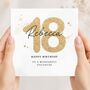 Gold Glitter 18th Birthday Card, Any Age Birthday Card For Him Or Her, thumbnail 1 of 4