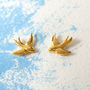 Swallow Silver Stud Earrings On A Gift Card, thumbnail 2 of 10