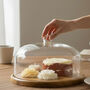 Glass Cake Dome With Wood Cake Stand 50th Birthday Gift, thumbnail 1 of 9