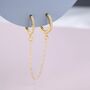 Double Piercing Cz Hoop Earrings With Linking Chain, thumbnail 1 of 8