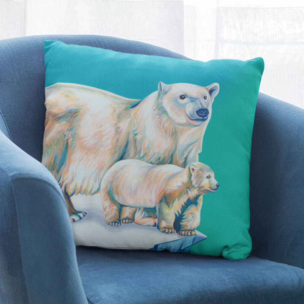 Polar Bears Arctic Animals Organic Cushion, 1 of 9