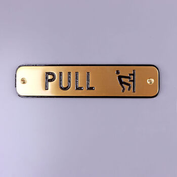 G Decor Premium Lacquered Polished Brass Door Sign Engraved Push, Pull, Exit, Or Office Plaque For Indoor Or Outdoor Display, 2 of 5