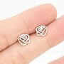 Cut Out Rose Flower Stud Earrings In Sterling Silver, thumbnail 4 of 12