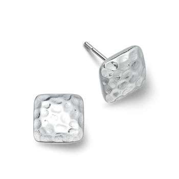 Sterling Silver Hammered Square Earrings, 3 of 5