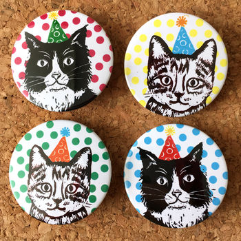 Set Of Party Cat Badges, 2 of 4