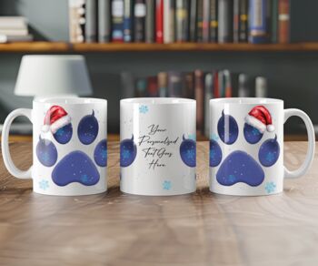 Personalised Cat Paw Snowflakes Christmas Gift Mug, 2 of 2