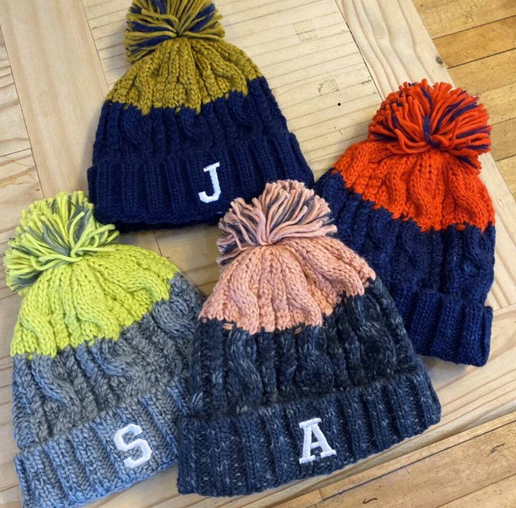 Ladies Personalised Initial Knitted Bobble Hat By Rock On Ruby