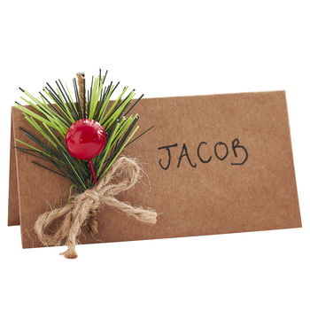 Christmas Kraft Place Cards With Foliage, 2 of 3