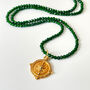Gold Compass Pendant Necklace On Green Sandstone Beads, thumbnail 1 of 4