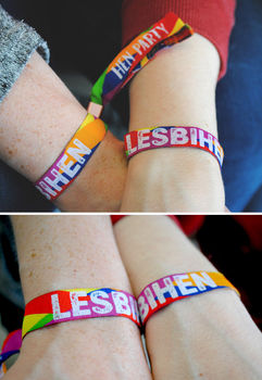 Lesbihen Bride Pride Gay/Lesbian Hen Party Wristbands, 4 of 12