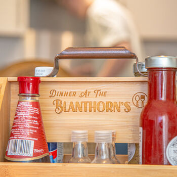 Personalised Family Dinner Wooden Sauce/Utensils Caddy, 2 of 6