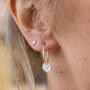 Sterling Silver Circle Leaf Charm Hoops, thumbnail 1 of 3
