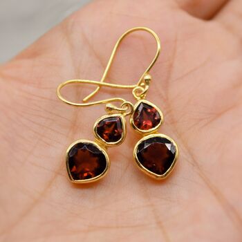 Red Garnet Teardrop Earrings: Silver Or Gold, Dangle Drop, January Birthstone Jewelry, 5 of 11