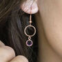Rose Gold Plated Circle Birthstone Earrings, thumbnail 4 of 8