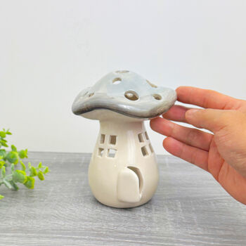 Ceramic Mushroom Lamp Toadstool Tealight Candle Holder, 9 of 10