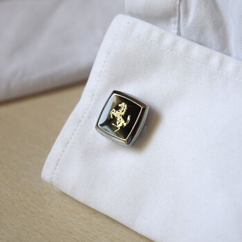 Ferrari Cufflinks Black And Silver Prancing Horse Design Gift For Men, 2 of 5