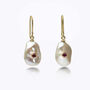 Keshi Pearl Earrings With Ruby In Solid Gold, thumbnail 1 of 5