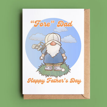 'Fore' Golf Gonk Father's Day Or Birthday Card, 2 of 3