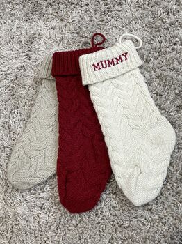 Personalised Embroidered Knitted Christmas Stocking, 3 of 12