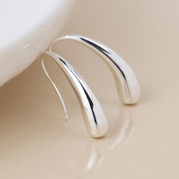 Silver Plated Molten Teardrop Earrings – 25mm X 7mm, 2 of 7