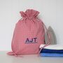 Gingham Laundry Bag With Initials Motif, thumbnail 2 of 8