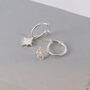 Sterling Silver North Star Charm Hoop Earrings, thumbnail 5 of 6
