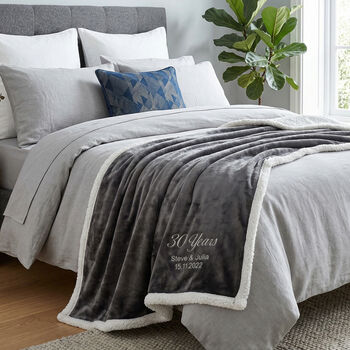 Personalised Pearl Wedding Anniversary Charcoal Throw, 2 of 4