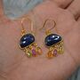 Blue Sapphire Tourmaline Silver Earrings, thumbnail 6 of 7