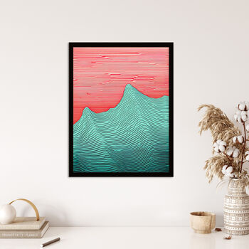 Risograph Waves Abstract Green Red Wall Art Print, 4 of 6