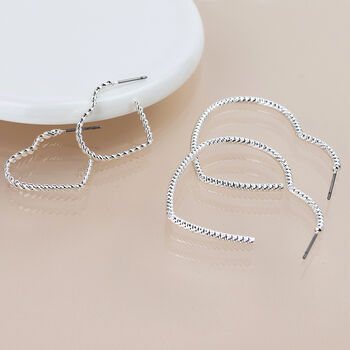 Silver Plated Sparkly Open Heart Earrings, 3 of 4