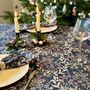 Luxury Heavy Linen Feel Tablecloth Christmas Ivy Navy And Gold, thumbnail 3 of 7