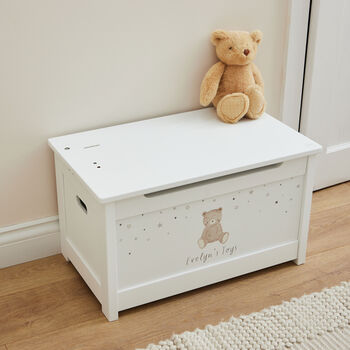 Personalised Biscuit Bear White Toy Box, 4 of 4