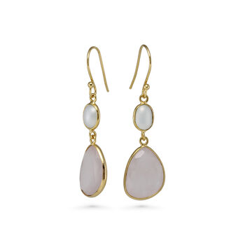 Gold Vermeil Pearl And Rose Quartz Drop Earrings, 4 of 5
