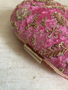 Hot Pink Oval Velvet Clutch, 10 of 10