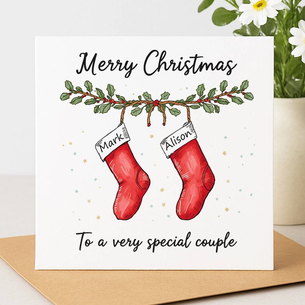 Personalised Couple Stocking Christmas Card