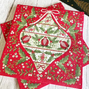 Folklore Red Christmas Paper Napkin X 20, 5 of 5